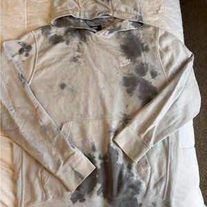 Nike Gray and White Tie-Dye Hoodie